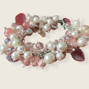 Hand Made Beaded Leaf Bracelet + Matching Earrings